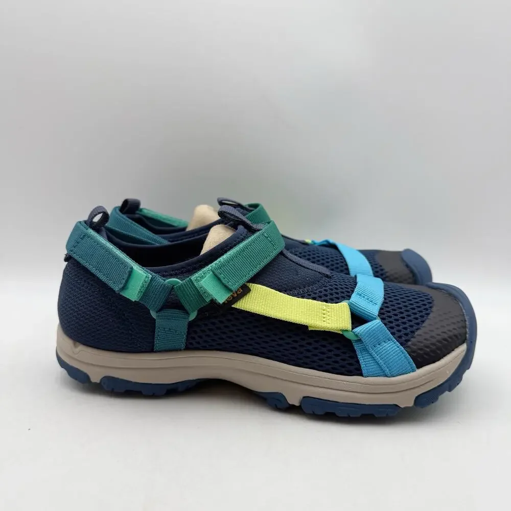 TEVA Kids Outflow Universal Sandals Youth 5 Navy Blue Green Water Shoes NIB